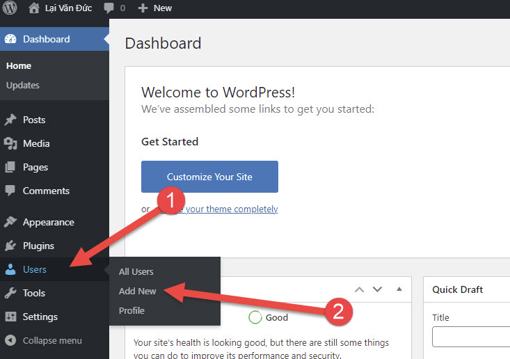 Đăng ký thành viên WordPress từ Admin Dashboard