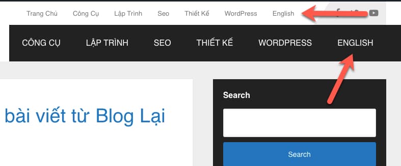 Thêm Google Dịch cho WordPress trên Menu
