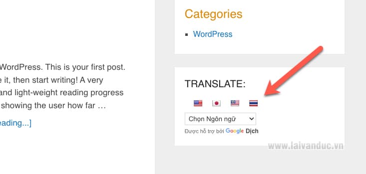 Thêm Google Dịch cho WordPress trên Widget