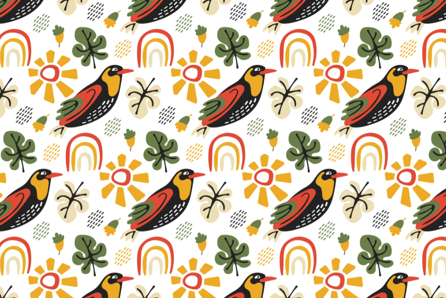 Pattern Chim Myna Ấn Độ