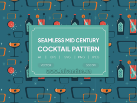 Pattern Cocktail Vector nền xanh