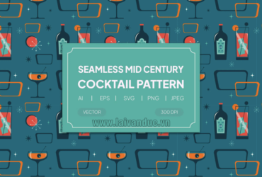 Pattern Cocktail Vector nền xanh