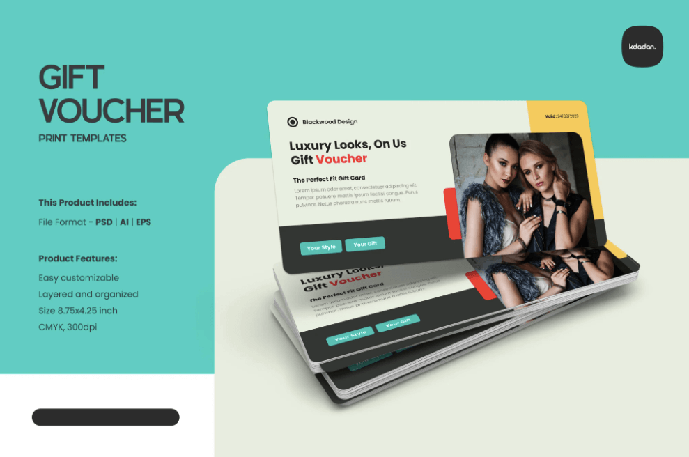 Template Voucher thời trang PSD, Vector